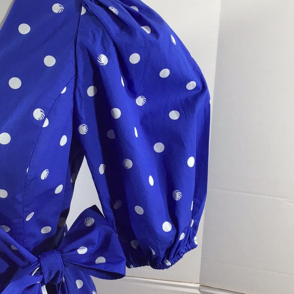 Lilly Pulitzer Kara blue polka dot wrap top 4 NWT - Picture 4 of 12